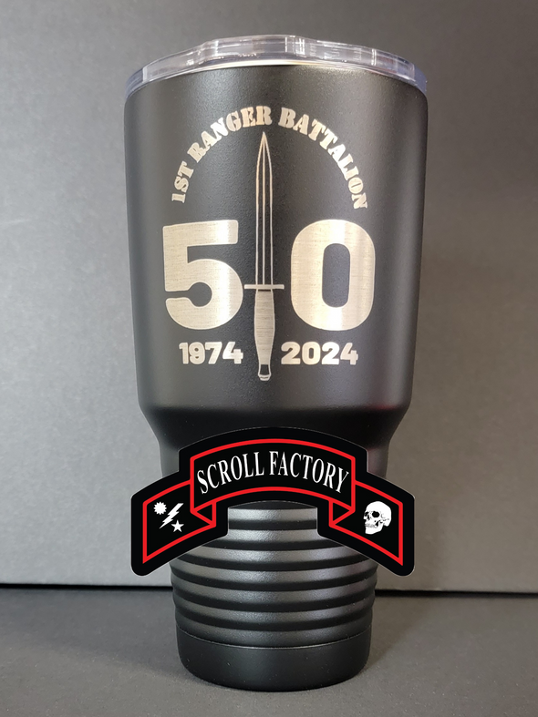 1st Ranger Bn 50th Anniversary Tumbler