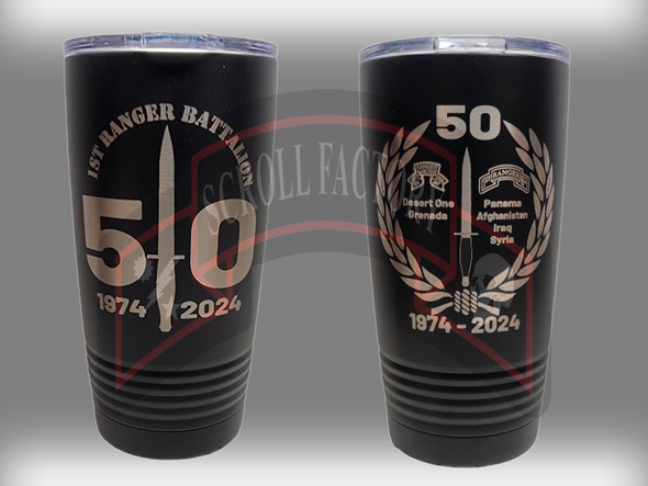 1st Ranger Bn 50th Anniversary Tumbler