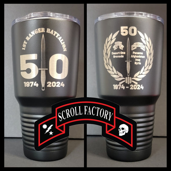 1st Ranger Bn 50th Anniversary Tumbler