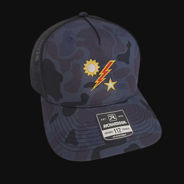 Red Lightning Bolt 75th DUI Outline Duck Camo