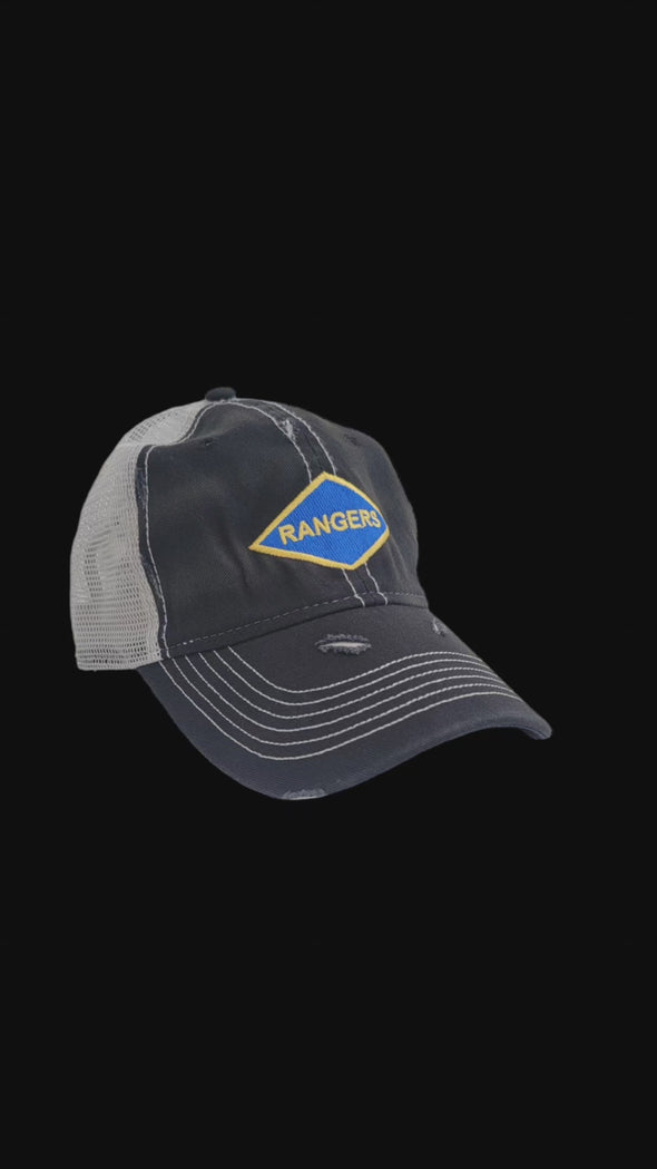 Hat - Rangers WWII Black Weathered Trucker