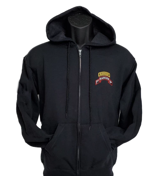 1st Ranger Bn Tab Scroll Zipper Hoodie