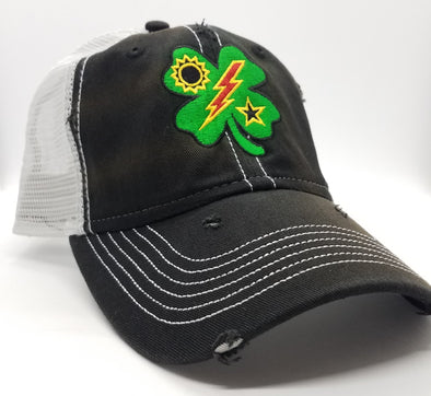 Hat - Sportsman Black Weathered 75th DUI Clover