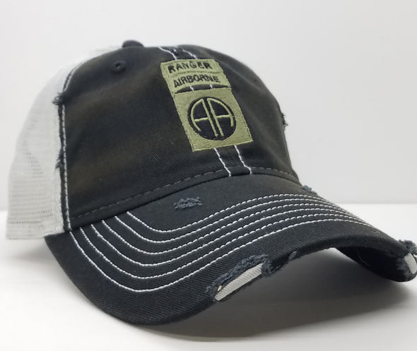 82nd Airborne Black Weathered Trucker