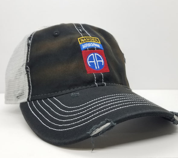 82nd Airborne Black Weathered Trucker