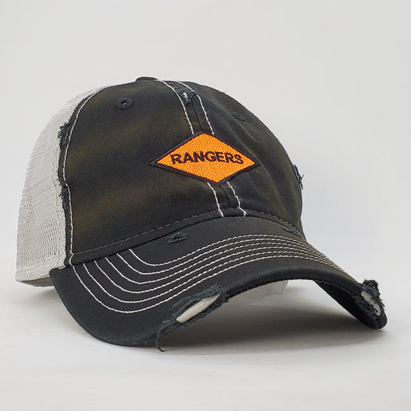 Rangers Orange Diamond Black Weathered Trucker