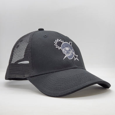 Hat - Scroll Skull DUI - Black Trucker