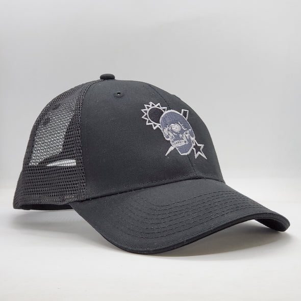 Hat - Scroll Skull DUI - Black Trucker