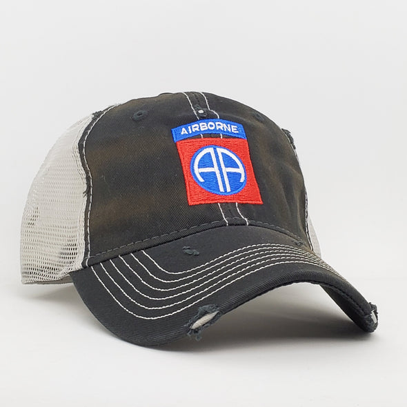 82nd Airborne Black Weathered Trucker