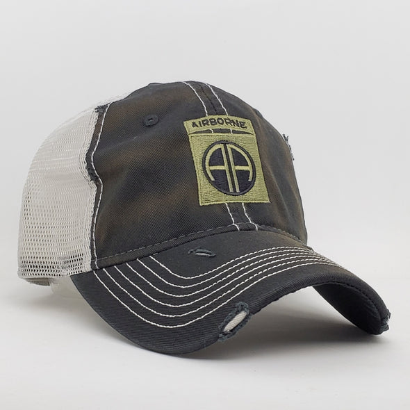 82nd Airborne Black Weathered Trucker