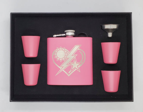 Flask - 6 oz. Matte Pink Flask Set