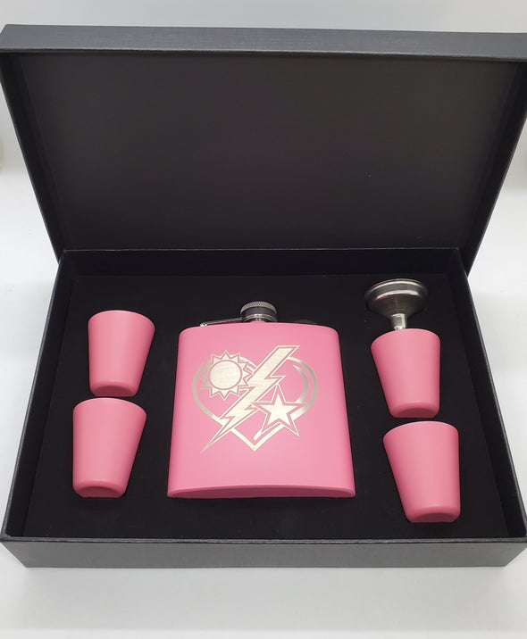 Flask - 6 oz. Matte Pink Flask Set