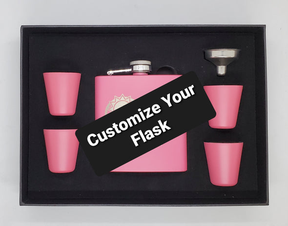 Flask - 6 oz. Matte Pink Flask Set