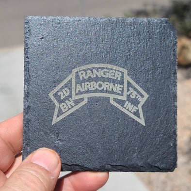 Slate Coaster - 2d Ranger Bn Old Scroll