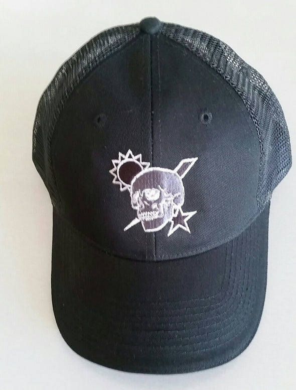 Hat - Scroll Skull DUI - Black Trucker