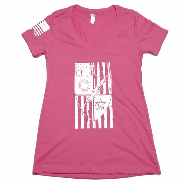 Ladies DUI Flag V Neck Shirt