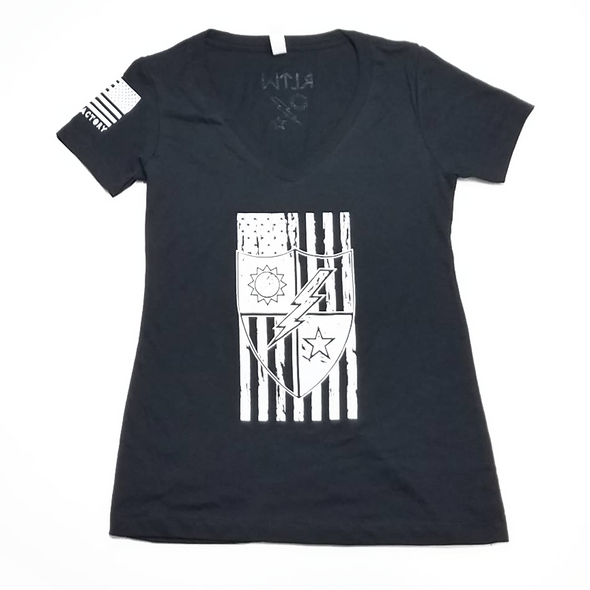 Ladies DUI Flag V Neck Shirt