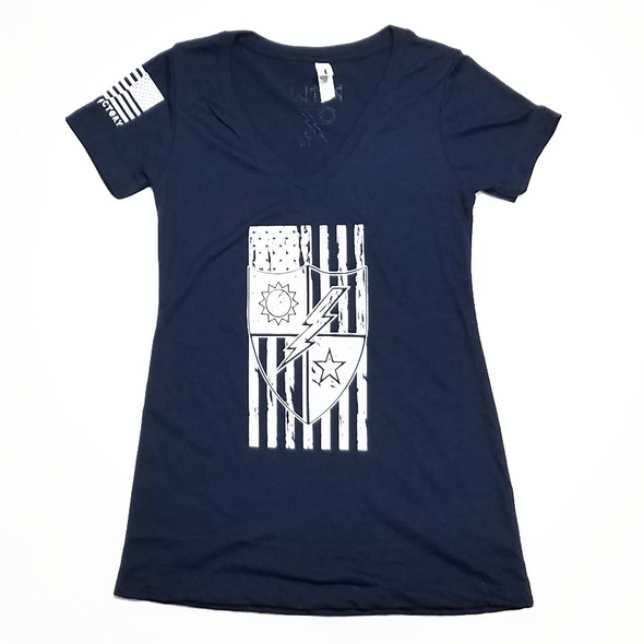 Ladies DUI Flag V Neck Shirt