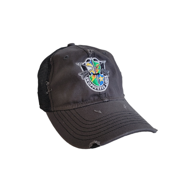 75th SF Crest Sportsman Charcoal Weathered Cap