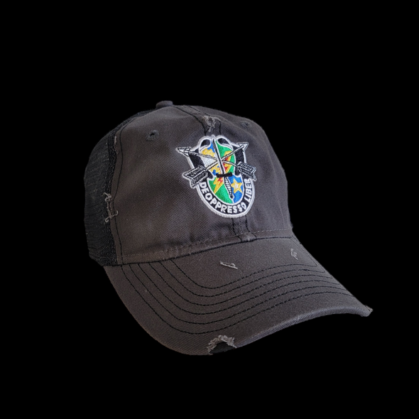 75th SF Crest Sportsman Charcoal Weathered Cap