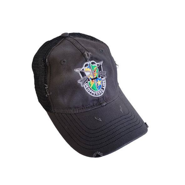 75th SF Crest Sportsman Charcoal Weathered Cap