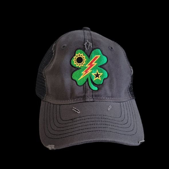 Hat - Sportsman Charcoal Weathered 75th DUI Clover