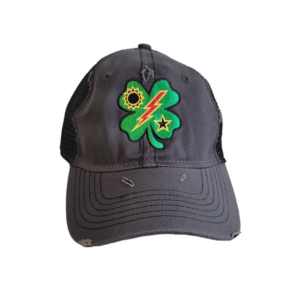 Hat - Sportsman Charcoal Weathered 75th DUI Clover